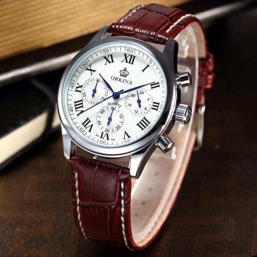 Mens Watches MG. ORKINA Dapper Case Blue Pins Male Clock Chronograph Quartz Miyota JS20 Stopwatch Shockproof Waterproof Watch