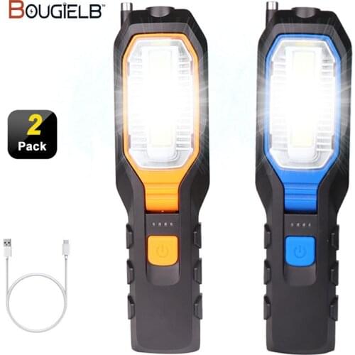 COB LED Work Light USB Rechargeable Power Adjustable Inspection Lamp Magnetic Hand Torch Camping Lantern Hook Magnet Pick Tools