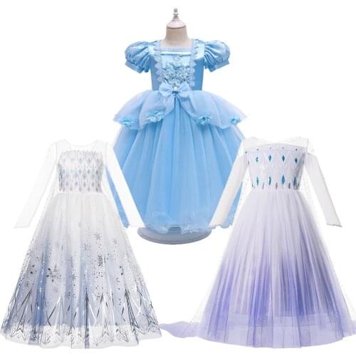 Childrens Princess Dress for Infant Girls Elsa Anna Sophia Girls Clothing Party Cosplsy Cute Costume Birthday Party Dress 3-10Y