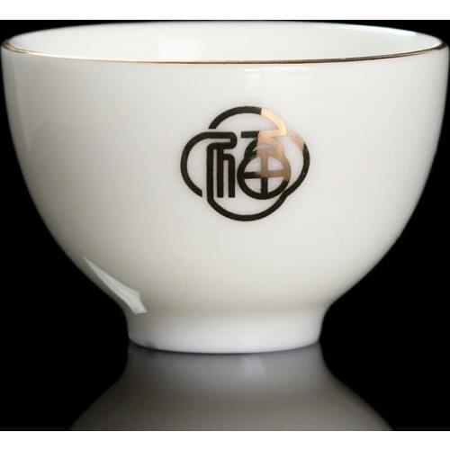 4Pcs/Lot Golden Good Fortune Porcelain Teacup Hand-Painted Blessing Ceramic Tea Set White Porcelain Kung Fu Tea Cups