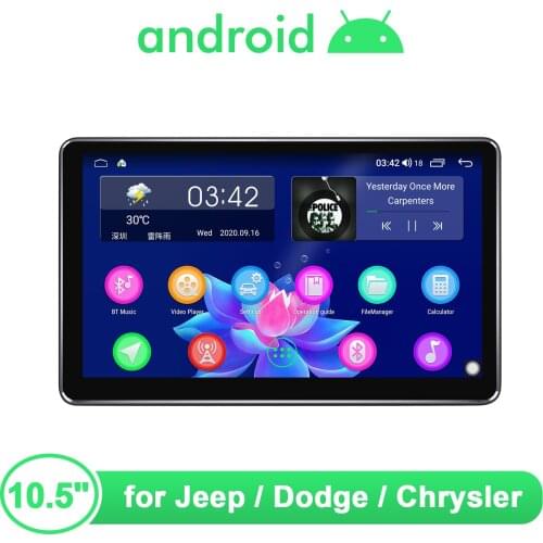 Head Unit 10.5 Inch Android 10 Car Radio Stereo GPS Naviagtion Multimedia Player For JEEP WRANGLER Wireless Carplay Android Auto