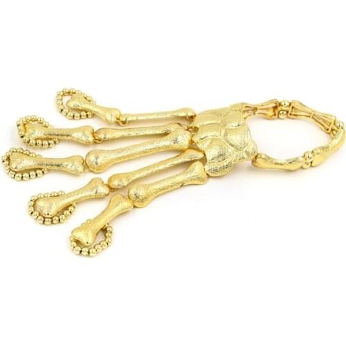 Halloween Hand Chain Metal Talon Skeleton Finger Bracelet Women Girls Skull Wristband Jewelry Gift