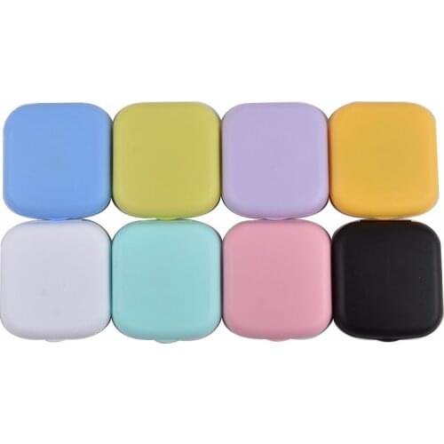 1PCS Girl Solid Contact Lens Container with Lens Tweezers Mirror Women Girl Contact Lens Cases Box Kit Set Eyewear Accessories