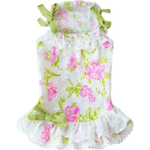 Small Dog Dress Cute Flowers Puppy Doggie Chihuahua Yorkshire Pomeranian Dog Clothes Summer Cat Skirt XXS XS Pet Dresses Outfit