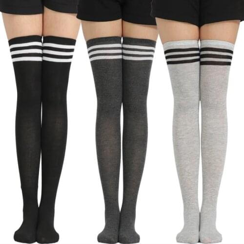 Fashion Striped Stocking Women Cotton Socks Sexy High Over The Knee Stockings Girls warm winter long Sock Solid Color Hot
