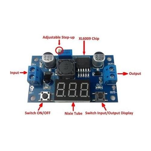 XL6009 4A Booster Module DC-DC Adjustable Step-up Power Supply Module with LED Voltmeter Display 400K