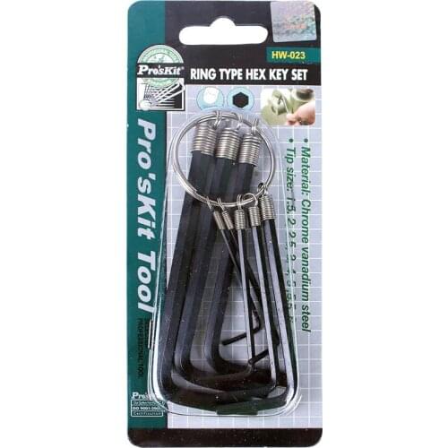 ProsKit HW-023 8Pcs Ring Type Hex Key Set 1.5, 2, 2.5, 3, 4, 5, 5.5, 6mm Wrenches Tool Kit
