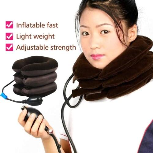 Inflatable Neck Tractor Cervical Vertebra Traction Soft Brace Device Unit for Headache Head Back Shoulder Neck Pain Massager