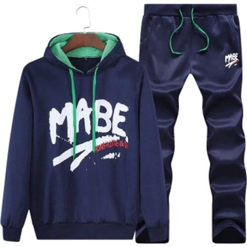 Autumn New Sweatshirt Set Hoodie Men Print Casual Pullover Full Sleeve Long Pants Letter Pattern Hot Sale Plus Size M-4XL