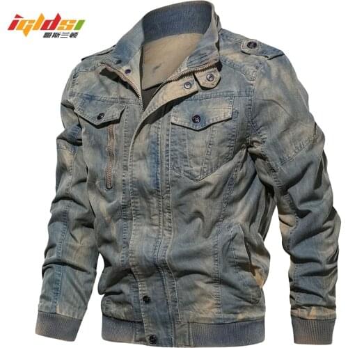Pilot Vintage Jeans Jacket Men Spring Air Force Bomber Military Tactical Jackets Casual Denim Motorcycle Coats Plus Size 6XL