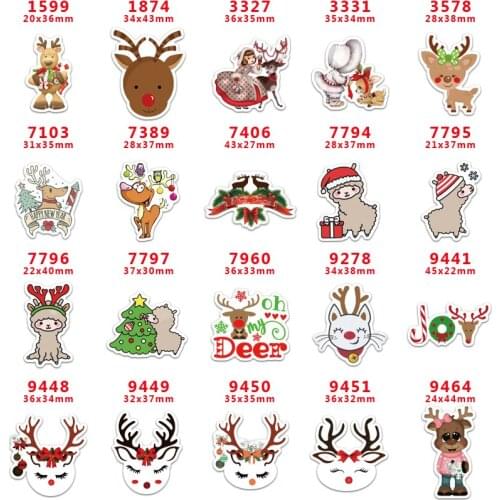 Planar Resin Flatback Christmas 30pcs/lot Acrylic Resins Printed for DIY Headband Hair Bow Decoration Accessories PR1599