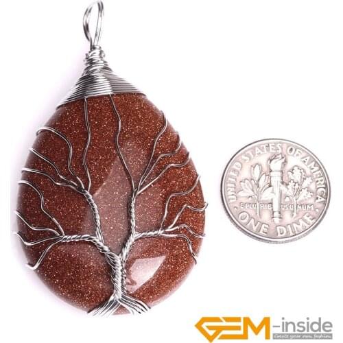 30x55mm Mesh Dream Catcher Stone Flat Drop Worry Semi Precious Charkra Pendant Jewelry For Women Handmade