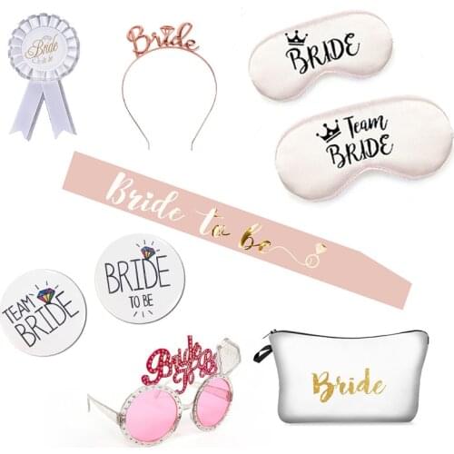 Bride To Be Sash Hen Party Decor Team bride Badge Bridsmaid Blindfold Wedding Party Bridal Shower Gifts Decoration Favor