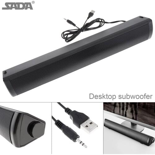 SADA V-105 Multi-media Soundbars Speaker Mobile Phone Computer Mini Strip Speaker with 2 Units Stereo Surround Sound for Home