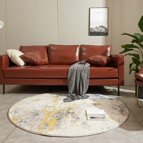 Nordic Light Luxury Round Carpet Living Room Modern Shaggy Round Bedroom Rug Home Computer Chair Floor Rug Kids Room Play Mat