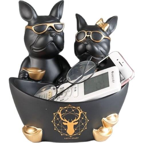 Creative Resin Lover Bulldog Dog Statue Animal Sculpture Storage Decoration Home Living Room Decor Figurine Accessories Gift Art