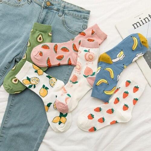 Sport Socks Colorful Womens Socks Summer Cotton Socks Fruits Banana Avocado Lemon Egg Cookie Donuts Food Happy