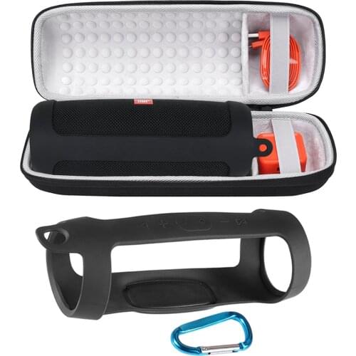 2 in 1 EVA Hard Carry Zipper Storage Bag Box+ Soft Silicone Case Cover For JBL Charge 4 Bluetooth Speaker for JBL Charge4 Column