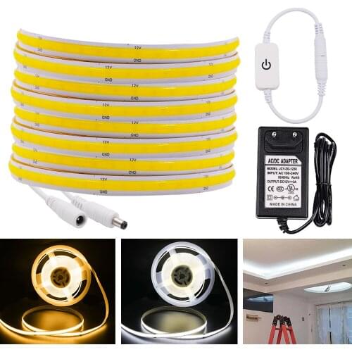 COB LED Strip Light 9mm High Density Flexible Ribbon 320 384 528 LEDs Soft COB LED Light 3000K 4000K 6000K Linear Tape Diode 12V