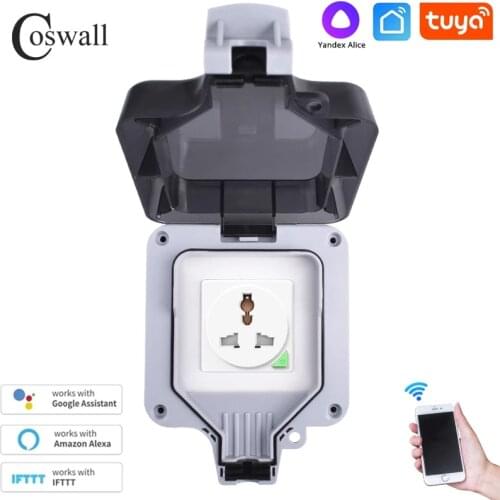 Tuya / Smart Life Wifi Voice Control IP66 Waterproof Universal Socket Timer Switch Programmable Work With Alexa Google Home