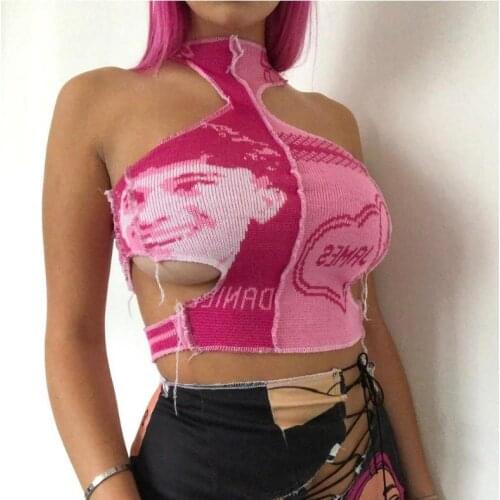 2021 Fashion Summer Vest Top Womens Girls Patchwork Hollow Out Tanks Crop Top Summer Sexy Ladies Knitted Clubwear Tank Tops