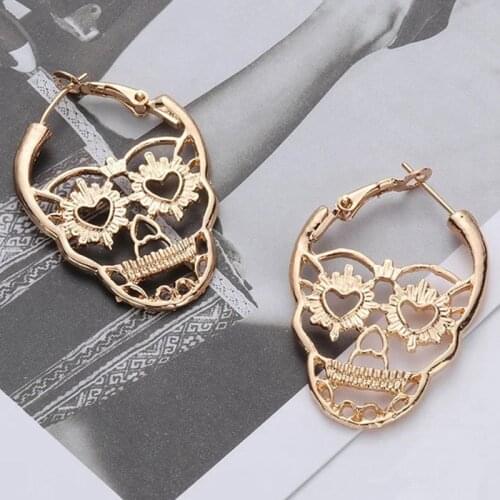 Vintage Punk Gothic Skull Earrings Textured STextured Kull Bones Earrings Women Skeleton Stud Earings Jewelry