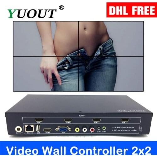 YD-VD04 Video Wall Controller HDMI VGA AV USB Processor 2x2 Four images stitching image processor 4TV shows a screen splicing