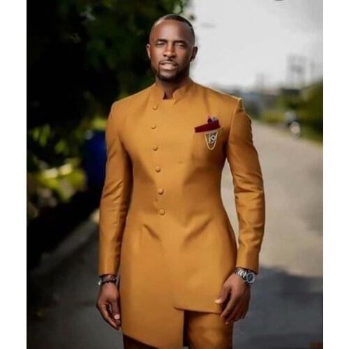 YiMinpwp 2 Piece Men Suits Stand Collar Terno Masculino Wedding Suits for Man Blazer Jacket Men Coat+Pant