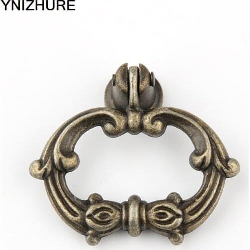 YNIZHURE 49*32mm 10PCS Antique Bronze Drawer Handles Unique Design Cabinet Furniture Vintage traditional style Pull Knobs