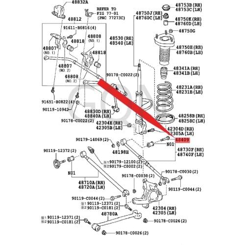 Rear suspension toe adjustment cam sub-assembly 2009-Toy ota HIG HLA NDE RHA RRI ERK LUG ERL rear tie rod eccentric screw rod