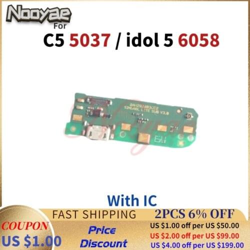 For Alcatel One Touch Pop C5 5037 5037D 5037X USB Dock Charging Port Charger Plug Board Flex Cable With Microphone MIC +Tracking