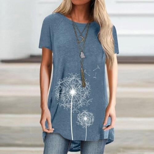 Women Harajuku Long Shirt Lady Fashion Print Short Sleeve Casual Tunic Summer Shirt Vintage Ruffled Gothic Blouse Shirts