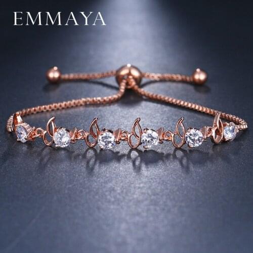 EMMAYA Crystal Adjustable Bracelet for Women Rose Gold Color Cubic Zirconia CZ Bracelets & Bangles Chain Jewelry Gift