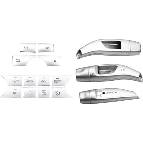 1 Set Car Wiper Steering Lever Shift Lever Cruise Rod Cover & 1 Set Car Air Conditioner Volume Button Sticker Cover