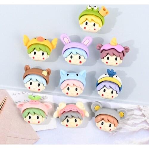 20Pcs/lot Kawaii Cartoon Characters Head Flatback Resin Cabochon Scrapbooking Decoration Craft Hair Bows Center DIY Accessories