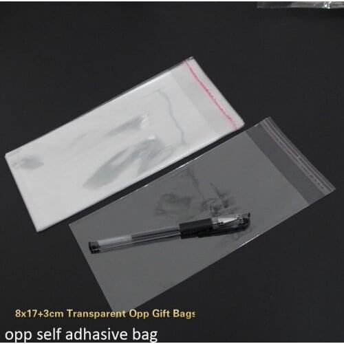 500pcs/lot Clear Resealable Bopp/poly/ Cellophane Bag 8x17+3cm Transparent Opp Gift Bags Plastic Packaging Self Adhesive Seal