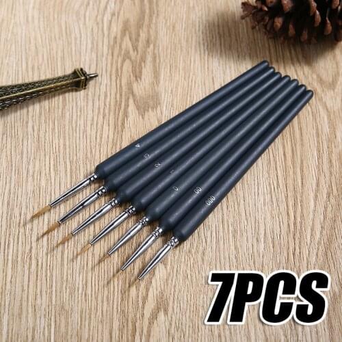 7pcs Miniature Paint Brush Set Professional Sable Hair Brush Detail Painting Drawing Line Pen Brush Art Supplies