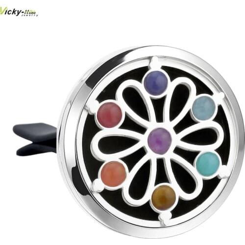 38mm Hamsa Chakra Car Diffuser Locket Magnet 316 Stainless Steel Car Aroma Locket Free Pads Essential Oil Car Diffuser Lockets