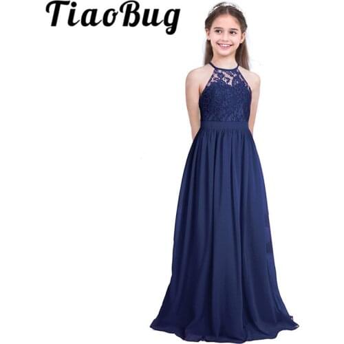 Tiaobug Sleeveless Lace Flower Girls Dress Kids Pageant Wedding Formal Occasion Ball Gown Wedding Party Princess Tulle Dresses