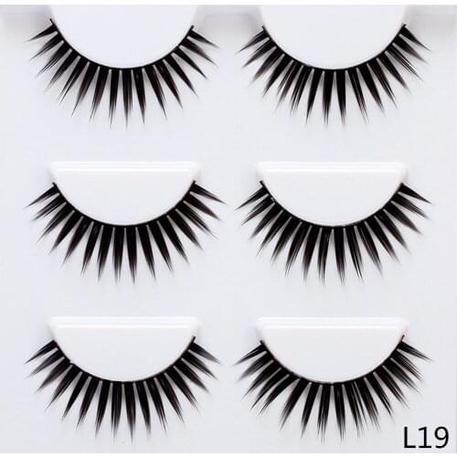14mm Thick Long False Eyelashes 3 Pairs Fake Lashes Black Makeup Lashes Extension Eyelashes for Beauty Makeup L19