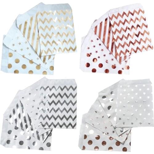 Foil Gold Silver Wedding Candy Bar Bags Party Gift Bags Baby Shower Paper Bag Wedding Party Favor Gift Bag 10pcs/lot