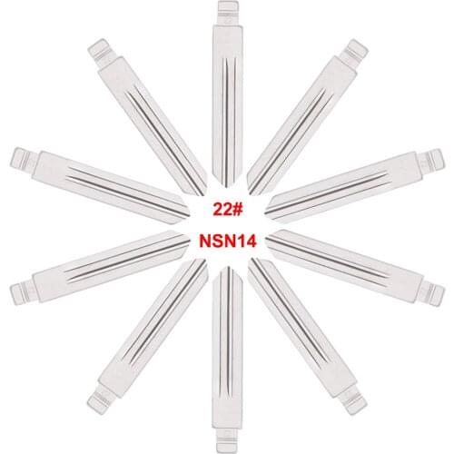 Keyecu 10 Pieces 22# NSN14 Metal Blank Uncut Flip KD Remote Key Blade for Infiniti for Nissan for Subaru