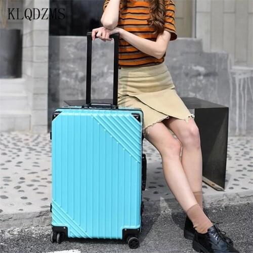 KLQDZMS 20’’24’’26’’29 Inch ABS PC Trolley Luggage Business Travel Suitcase On Wheels For Women Men Aluminum Frame