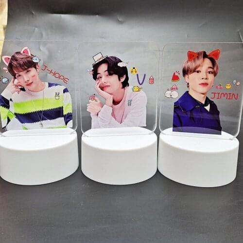 Kpop Light Stick Bangtans Boys USB Color Changing Acrylic LED Lamps Living Room Bedroom Touch Control Night Light Home Decor