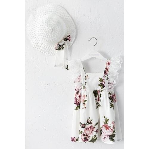 Summer Dress For Girl With Flower Patterned Hat
