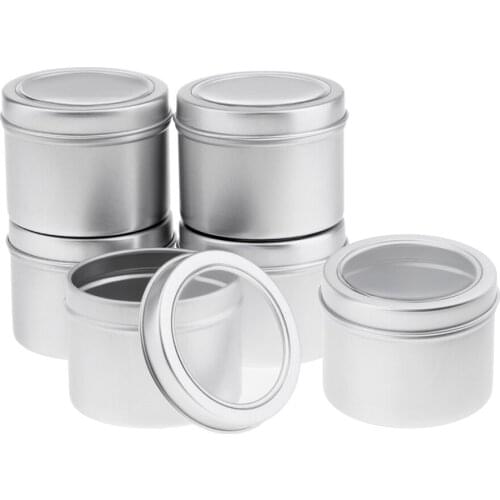 6pcs Metal Box Storage Container -Screw Glass Lids For Jewelry /Beads /Cream