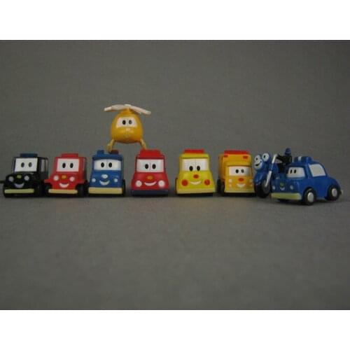 PVC mini cartoon truck figure hand-done Set Toy Playset/Cake Topper Figurines of 9pcs/set