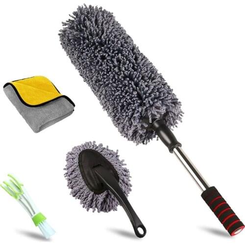 Car Duster Kit,Set Of 4,Extendable Microfiber Multipurpose Duster/Cleaning Dashboard Duster/Interior Car Detailing Brush,Exterio