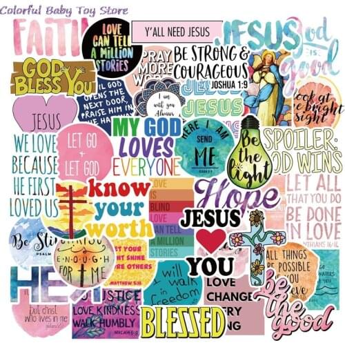 Hot Sale 50Pcs Christians Religion Sayings Graffiti Stickers DIY Skateboard Luggage Decor