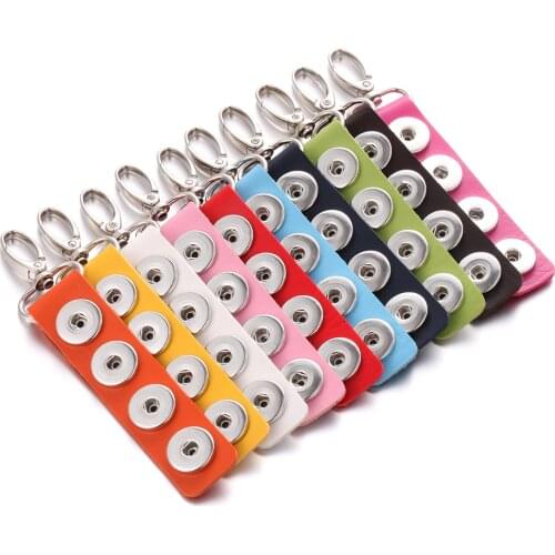 New Snap Button Jewelry Keychain DIY PU Leather Key Chains Keychain for Men Women Key Rings 18mm Snap Button Keychains